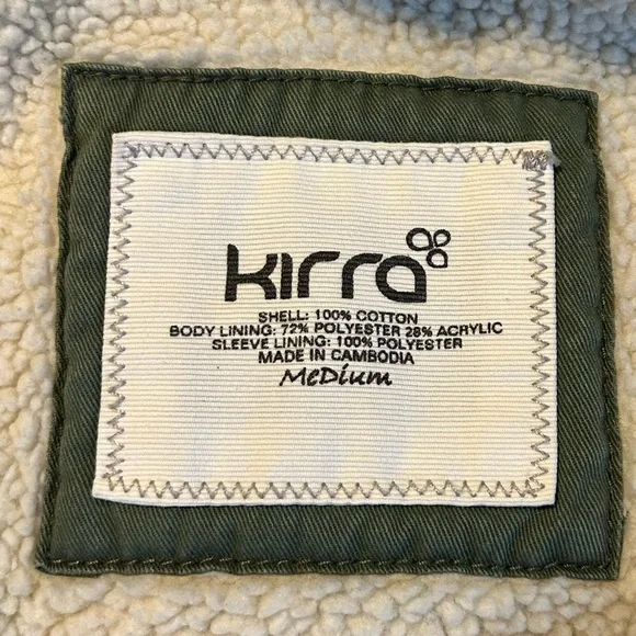 Kirra Field Jacket Womens Med Army Green Sherpa Fleece Lined Canvas Utility Moto - Picture 7 of 13